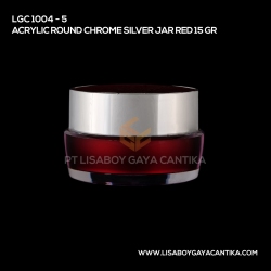 1004-5-ACRYLIC-ROUND-CHROME-SILVER-JAR-RED-15-GR