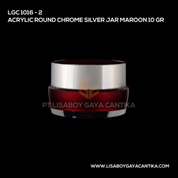 1016-2-ACRYLIC-ROUND-CHROME-SILVER-JAR-MAROON-10-GR