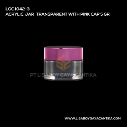 1042-3-ACRYLIC-JAR-TRANSPARENT-WITH-PINK-CAP-5-GR